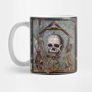 POMPEII COLLECTION / MEMENTO MORI, SKULL ,BUTTERFLY AND WHEEL OF FORTUNE Mug